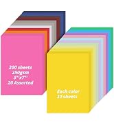 5" x 7" Cardstock, 200 Pack/20 Assorted Colors Colorful Thick Paper Cardstock Blank Colored Cards...