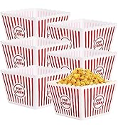 Bekith 6 Pack Plastic Open-Top Reusable Popcorn Boxes, Popcorn Containers Bucket Tub for Movie Ni...