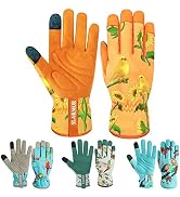 SLARMOR Leather-Gardening-Gloves for Women -Thorn-Proof Work-Gloves for Weeding, Digging, Plantin...