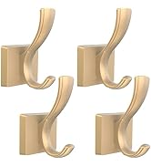 TOFIIGREM Gold Hooks for Wall, Heavy Duty Thick Aluminum Alloy Entry Coat Hooks for Hanging Key R...