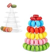 NAWTOR 6 Tiers Macaron Tower Stand Plastic Round Macaron Display Rack Transparent Cake Dessert St...