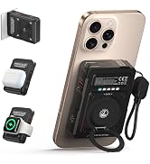 for Magsafe Battery Pack 10000mAh,5-in-1 Magnetic Power Bank Built in AC Plug,Magnetic Wireless P...