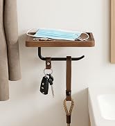Toilet Paper Holder with Walnut Wood Shelf