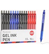 Yuimion 16 Pcs Red Pens, Gel Ink Pens 0.5mm Point Retractable Rollerball Pens for Smooth Writing ...