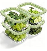 BOROHOUSE 4-Pack Glass Meal Prep Containers with Easy-Open Valve & Tempered Glass Lids, 4.6 Cup (...
