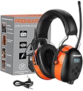 PROHEAR 027 AM FM Radio Headphones with Digital Display, 25dB NRR, Safety Ear Protection Earmuffs...