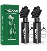 THIODOON 2 Pack Black Golf Club Brushes Set with Handy Retractable Clip & 4oz/7.5 Inch Squeeze Wa...
