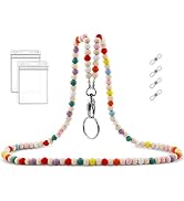 HONZUEN Cute Key Lanyard with ID Holder and Beaded Badge Lanyard for Teacher