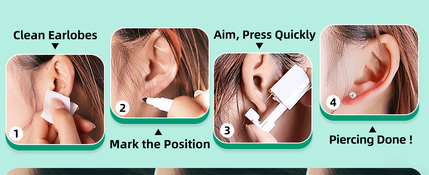 12 Pcs Ear Piercing Kit Disposable Ear Piercing Gun Kit with 4 Pcs 6 Prong Setting Cubic Zirconia