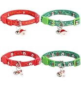Yizepet Christmas Cat Collars with Bells, Breakaway Kitten Collar, Cute Kitty Collar in 4 Pack, P...