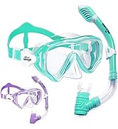 2 Pack Kids Snorkel Set Dry Top Snorkel Mask Snorkeling Gear for Kids Boys Girls Youth, No Leak C...