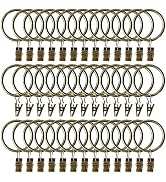 40 Pack Curtain Rings with Clips Hooks, Drapery Rings Stainless Steel Metal 1.5 inch Curtain Hang...