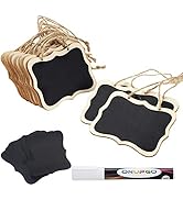 ONUPGO 16 Pack Chalkboard Tags with String, 4"x3" Hanging Chalkboard Signs with Liquid Chalk Mark...