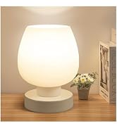 ONEWISH Small Bedside Lamp for Bedroom, 3-Way Dimmable Touch Control, 600 Lumen Bright Opal Glass...