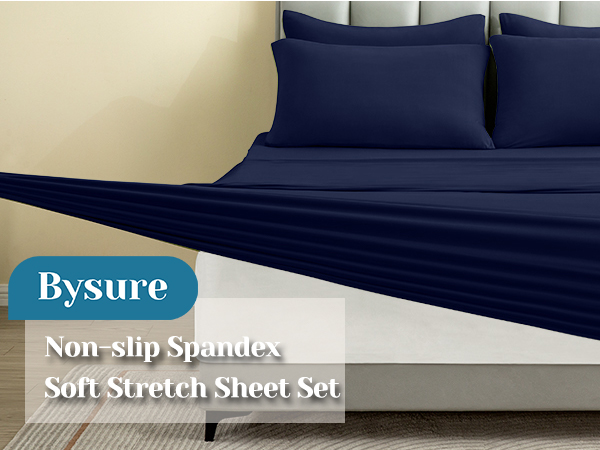 6 pieces hotel soft stretch spandex blend bed sheets set
