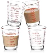 Shot Glasses Measuring Cup Set 4PACK Espresso Shot Glasses Liquid Heavy Glass 26-Incremental Meas...