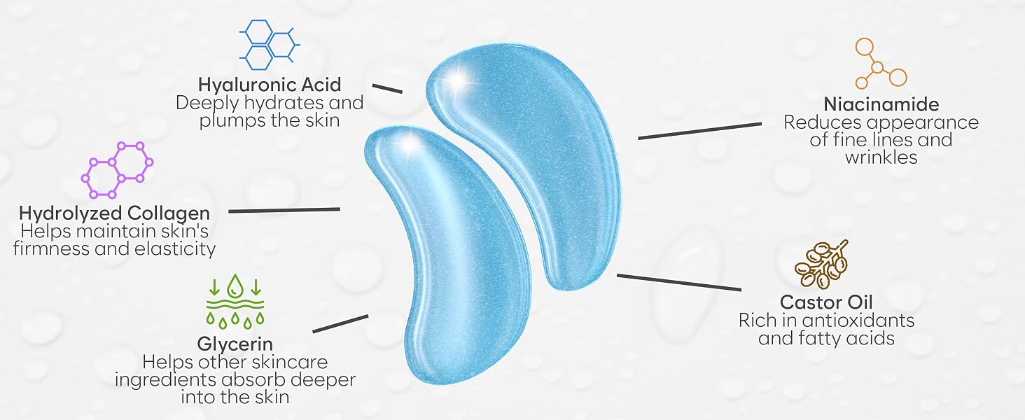 under eye patch hyaluronic retinol gold niacinamide bright wrinkle green tea collagen rose hydration