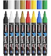 Overseas Paint Marker Pens - 8 Colors Permanent Acrylic Paint Pens, Medium Tip, Water Based, Quic...