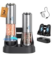 CIRCLE JOY Rechargeable Salt and Pepper Grinder Set Stainless Steel Electric Pepper Grinders with...