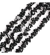HAAMIIQII 5-8mm Natural Black Agate Chips Beads Irregular Chip Stone Loose Gemstone Beads