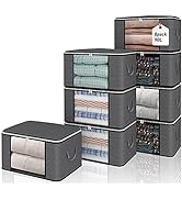 Fixwal 8 Pack Large Clothes Blankets Storage Bags Foldable Organizer Storage Containers for Comfo...