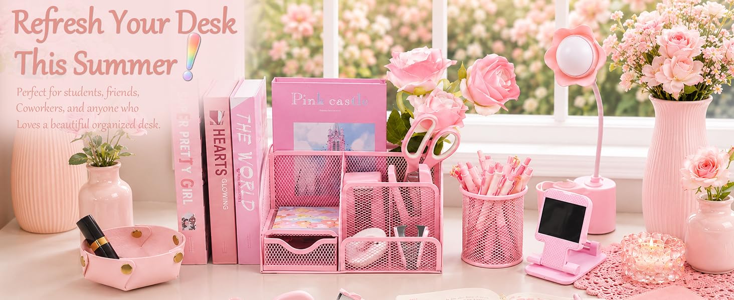 Pink Desk Accessories