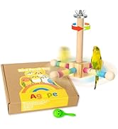Agape Bird Perch Toy, Parrot 360° Interactive Rotating Toy, Bird Cage Accessories for small and m...
