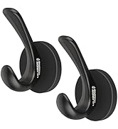 ULIBERMAGNET Strong Magnetic Coat Hooks, 2 Pack Heavy Duty Magnetic Double Hooks, Rubber Magnets ...