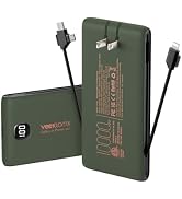 VEEKTOMX Portable Charger with Built in Cables 10000mAh, Power Bank for iPhone with AC Wall Plug,...