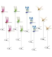 12 Pack Dragonfly Clip,Fake Dragonflies, Humming Bird Stakes Fake, Plastics Dragonfly for Garden ...