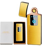 Electronic Lighter, Electric Lighter Windproof USB Rechargeable Slim Coil Lighter with Smart Fing...