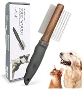 HOP 2-in-1 Dog Dematting&Deshedding Comb with Wooden Handle 8.31in/21.1cm | Double-Sided Fine&Wid...