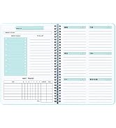 Undated Weekly Goals Notebook, A5 To Do List Planner with Spiral Binding, 5.7 x 8.0 inches