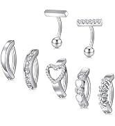 QWALIT Clicker Belly Button Ring Clicker Belly Ring Silver Belly Button Rings Surgical Steel Bell...