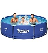 Sunrio 8'*30" Round Above Ground Swimming Pool for Kids and Adults Metal Frame Family Pool with 5...