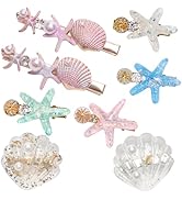8 Pieces Shell Starfish Hair Clip Set, Catcan Beach Seashell Hair Clip Alligator Seashell Hair Ac...
