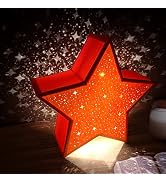 L5L3D Red Star Night Light for Kids Nursery, Light Up Shiny Star Decoration for Birthday Party Gi...