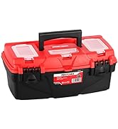 MAXPOWER 13-Inch Tool Box, Small Toolbox with Removable Tray & Dual Lock Secured Tool Box Organiz...