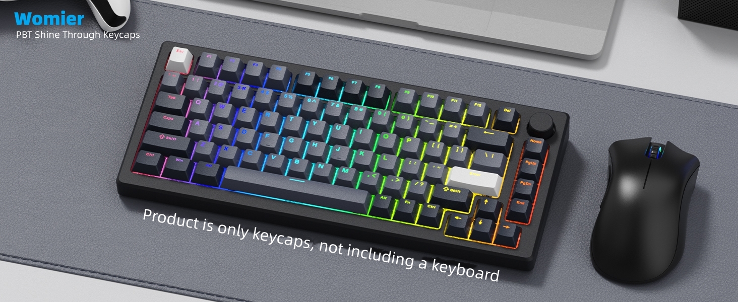 Shine Through Keycaps, PBT Keycaps 60 65 75 100 Percent Cherry Profile Custom Key caps Set