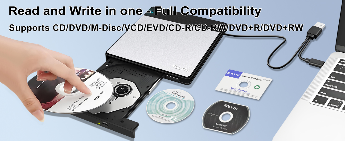 The DVD drive supports M-DISC, which is a type of optical disc that offers long-term data storage.