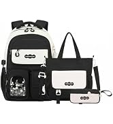 Armbq 3Pcs Black Backpack for Girls - Teens School Backpack - Kids Bookbag for Elementary Middle ...
