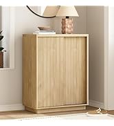 Fluted Shoe Cabinet with Sliding Door, 6-Tier Large Hidden Storage Organizer Modern Shoe Rack wit...