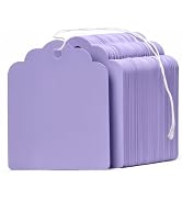 Uniclife 200 Pcs Price Tags with String Attached 1.76 Inch Writable Purple Hang Tags String Tags ...