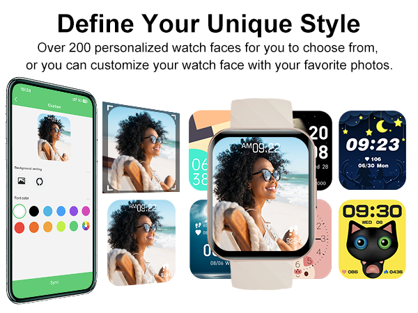 200+ watch faces to choose from or customize with your own photos. Change style anytime.