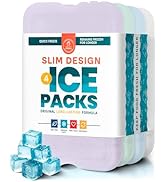 Healthy Packers Reusable Ice Packs for Lunch Boxes - Long Lasting Slim Freezer Packs, Thin Non-To...