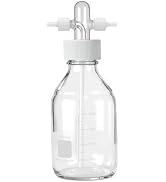LVDALAB Lab Gas Washing Bottle with GL45 Screw Cap, Graduated Laboratory Buffer Bottles, Drechsel...
