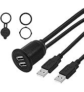 SinLoon USB 2.0 Mount Cable 2 Ports Dual USB 2.0 Male to USB 2.0 Female AUX Flush Mount Car Mount...
