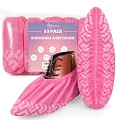 squish Shoe Booties Disposable Non Slip, Pink Durable Shoe Covers Disposable for Indoors, 50 Pack...