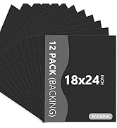 Somime 12 Pack Backing Boards Only - 18x24 Uncut Black Mats Matboards, Acid Free Backerboards, Id...