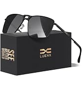 LUENX Square Aviator Polarized Sunglasses Men Retro Rectangular Shades with Spring Hinge - UV 400...